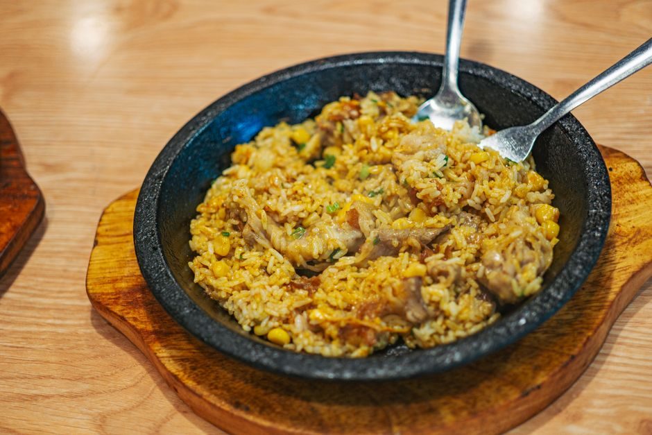 Skillet Fried Rice with Bacon and Corn