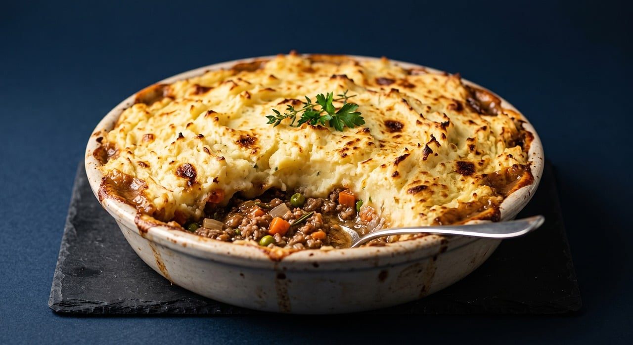 Skillet Shepherd's Pie with Lamb, Carrots and Peas