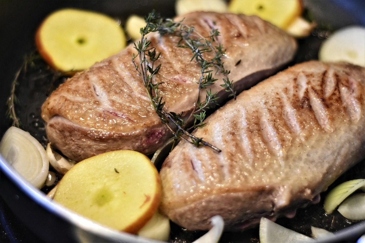 Pan-Seared Duck Breast with Apples and Cider Pan Sauce